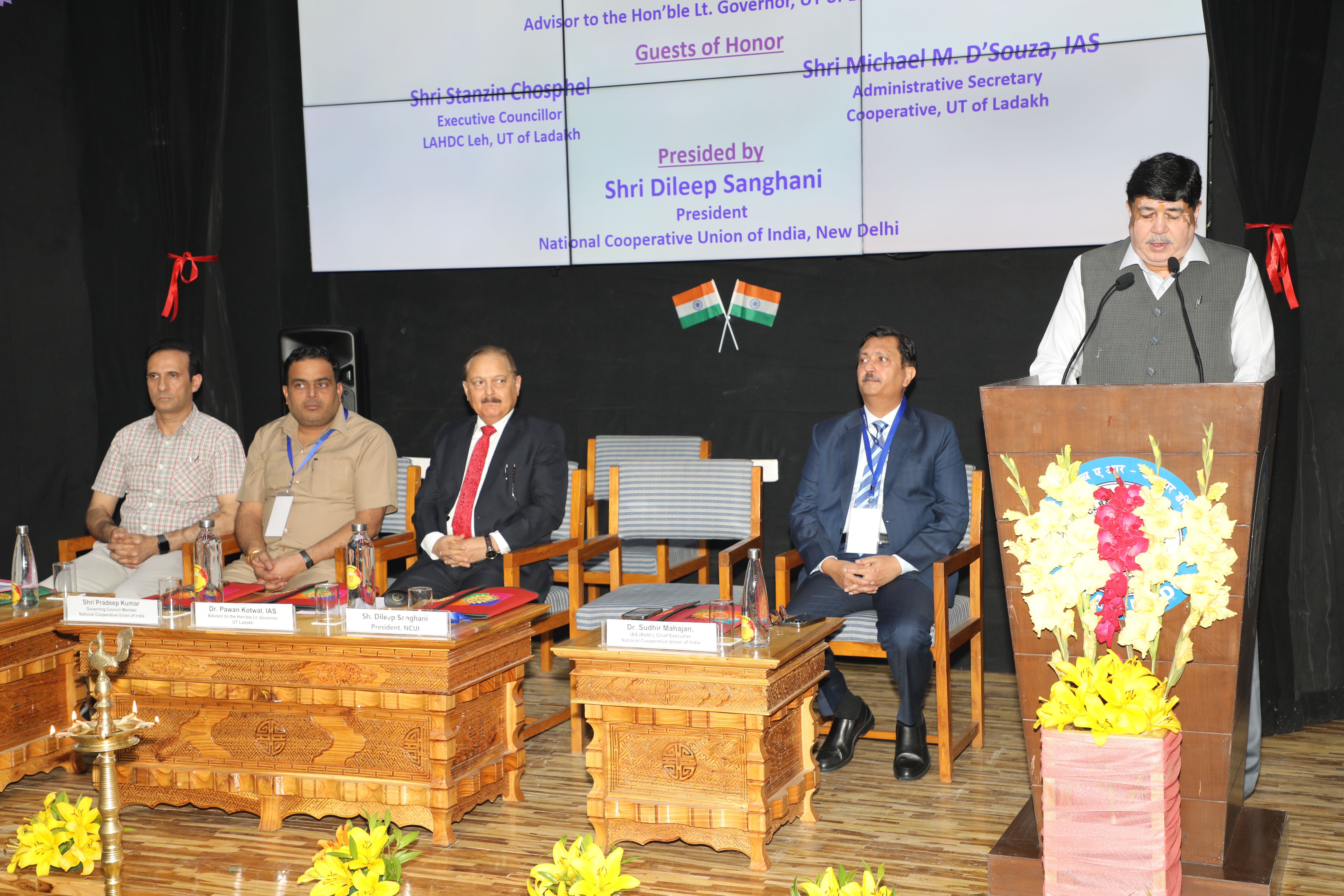 Ladakh Workshop - The NCUI President, Shri Dileep Sanghani, giving the presidential